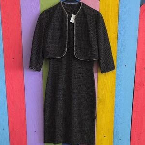 Vintage Metallic Black Dress With Bolero Jacket